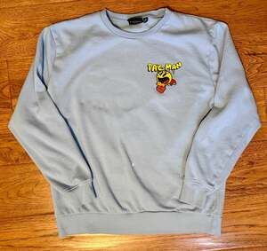 Pac-Man Can't Catch Pac-Man Graphic Crewneck Sweatshirt Light Blue M